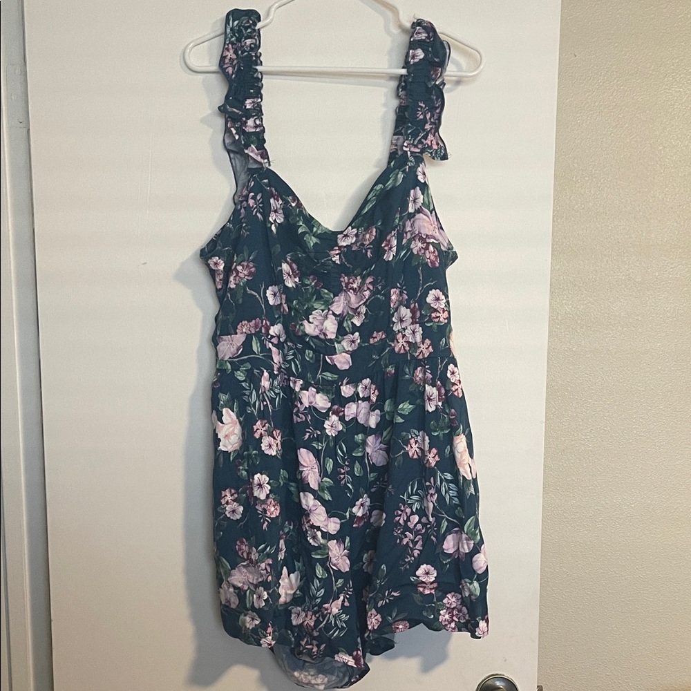 torrid Floral romper in Blue, Green, Purple
